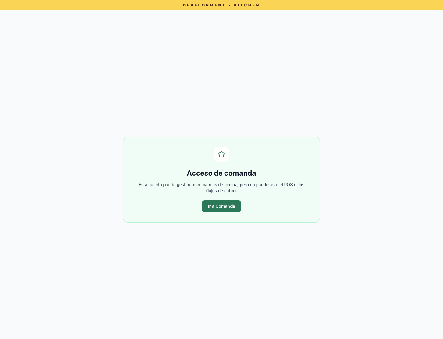 Pantalla real que bloquea el POS para la cuenta de cocina